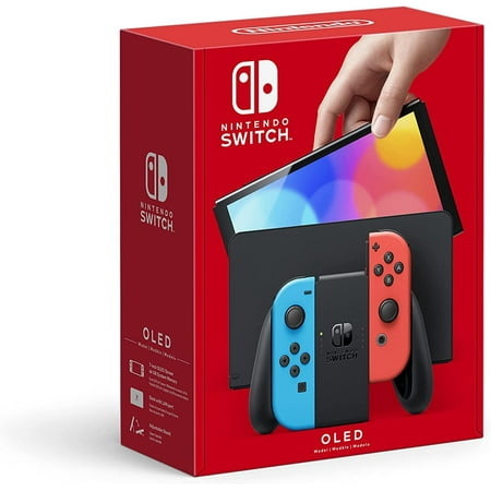 Nintendo Switch OLED (Sw Oled) Model w/ Neon Red & Neon Blue Joy-Con New Powever Bundle( JP spec)