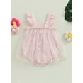 thumbnail image 2 of Bagilaanoe Newborn Baby Girl Rompers Dress Flower Print Sleeveless Bodysuit 6M 12M 18M 24M Infant Mesh Patchwork One Piece Jumpsuit, 2 of 8