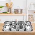 thumbnail image 3 of Raindrops 1Pcs Stainless Steel Seasoning Storage Box 8 Compartment Silver Freshness Preservation 16.7 x 8.5 x 1.8in, 3 of 8