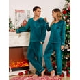 thumbnail image 2 of Ekouaer Couples Matching Pajamas Sets Velvet PJs Set for Men and Women Velour Long Sleeve Sleepwear, 2 of 5