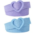 thumbnail image 5 of GHSOHS Straw Woven Elastic Belts for Women Rattan Braided Stretch Wide Belt Heart Shape Wooden Buckle Waist Belts for Dresses Jeans Pants Sky Blue, 5 of 5