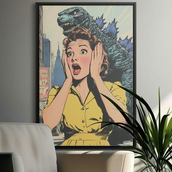 Godzilla Posters, Retro Comic Art, Monster Movie, 50s Woman, Cityscape Art, Vintage Style Posters, Movie Fan Gift, Wall Art Nostagic posters, 8x12