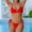 Red, variant on Women's String Bikini Set Tie Front Two Piece Swimsuit Cheeky O-Ring Side Tie Bathing Suits Fashion Beach Swimwear Red 12-14