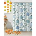 thumbnail image 3 of Teal Blue Pumpkin Shower Curtain Set ，Waterproof Fabric Shower Curtains Fall Green Leaves Botanical Thanksgiving Shower Curtains for Bathroom,Bathroom Decor 48"x72", 3 of 7