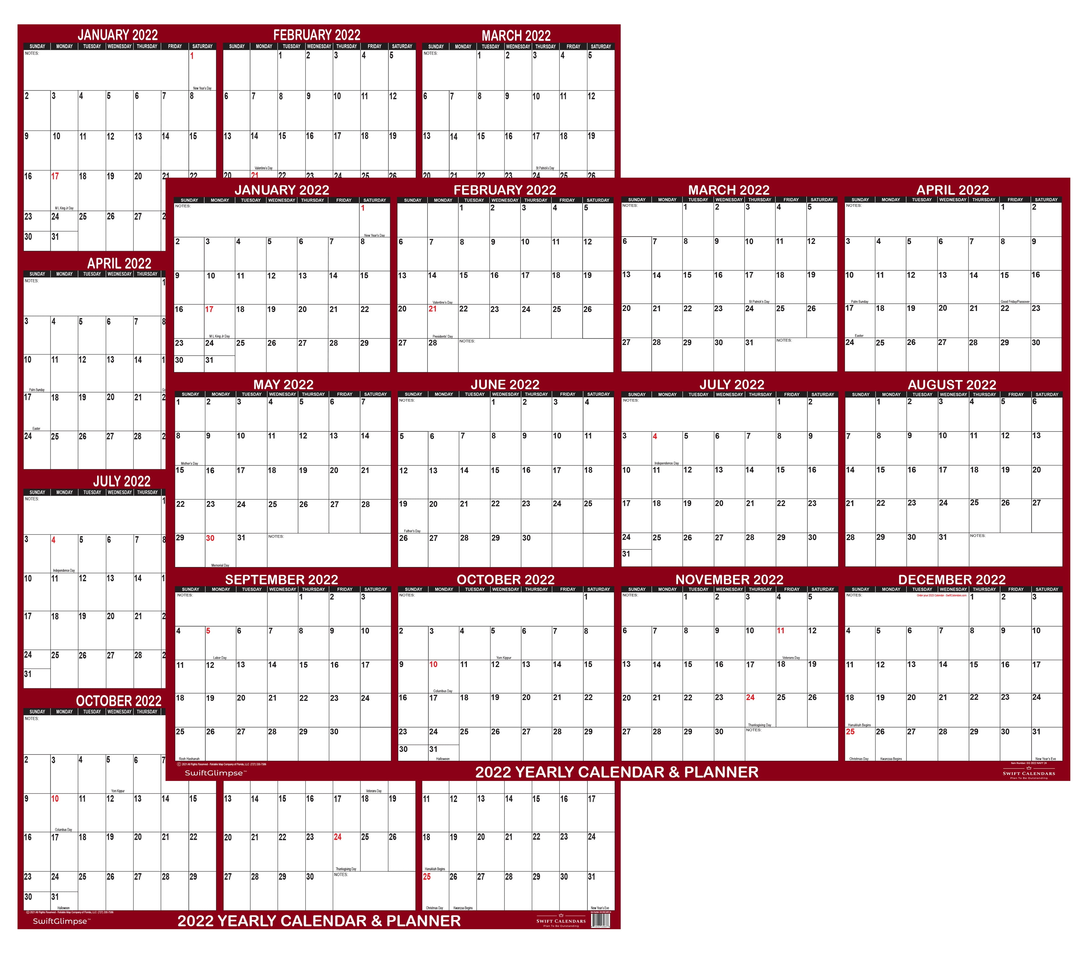 June July 18x24 SwiftGlimpse 2020-2021 Academic Wall Calendar Erasable Large Jumbo Oversized Wet & Dry Erase Laminated 12 Month Planner Horizontal/Vertical Reversible 
