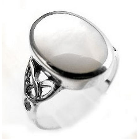 Dot Mother Of Pearl Ring - Sterling Silver Mother of Pearl Inlay Celtic Knot Ring