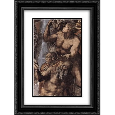 Michelangelo 2x Matted 18x24 Black Ornate Framed Art Print 'The Last Judgement [detail: 2]'
