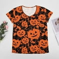 thumbnail image 4 of Cartoon Pumpkin Citrus Stem Women's Blouse Short Sleeve Women's Top T-Shirt Spring Summer Clothes, 4 of 7