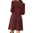 thumbnail image 6 of Womens Long Sleeve Dress Fall Fashion Sweater Dress with Pockets Pleated Front Casual Winter, 6 of 9