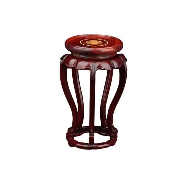 Circular Mahogany Stool Display Pedestal, Flower Pot Bonsai Teapot Decoration Bracket