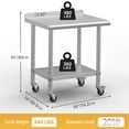 thumbnail image 2 of Dextrus Versatile 30" x 24" Stainless Steel Work Table with Wheels, Backsplash, and Adjustable Undershelf, Metal Prep Table for Domestic and Commercial Use, 2 of 5