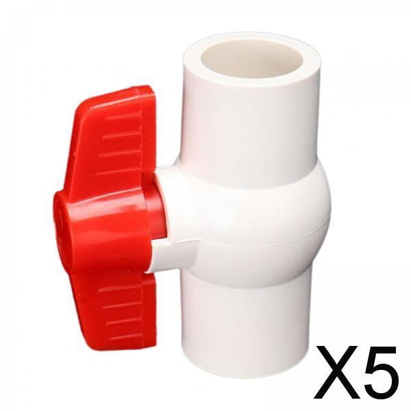 5x Válvula de bola de PVC Válvula de cierre de agua Fácil instalación Accesorios de plomería Instalación de tuberías para tuberías de aguas residuales 5 piezas