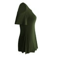 thumbnail image 5 of ZQGJB Plus Size Cold Shoulder Tops for Women Summer Short Sleeve Casual Solid Color Round Neck Pullover Long Tshirt Loose Flowy Comfy Tunic Blouse Army Green M, 5 of 6