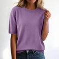 thumbnail image 2 of mgoYE Womens Summer Tops Short Sleeve Shirts Crew Neck Cute Trendy Tunic Blouses T-Shirts for Women(Purple,XL), 2 of 5
