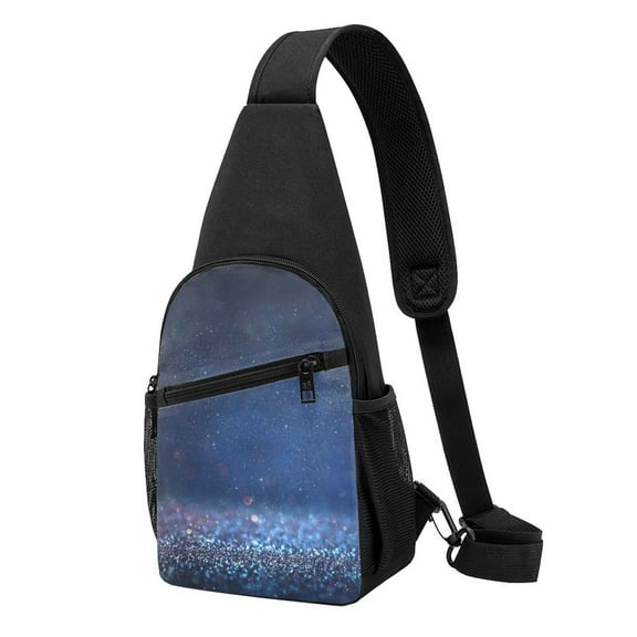 Rocae Retro Blue Glitter for Sling Bag Chest Shoulder Backpack Crossbody Bags Casual Daypack for Men Women