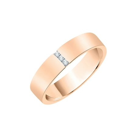 Diamond Accent Wedding Band in 14K Rose Gold (I-Color SI3-I1 Clarity) (Size-5.5)