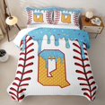 thumbnail image 2 of Erosebridal Girls Blue Q Letter Bed Spread Queen, Ice Cream Baseball Queen Coverlet Set, 3-Piece, 2 of 7