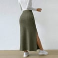 thumbnail image 5 of Riforla Women's High Waist Stretchy Rib Knit Split Slit Hem Midi Pencil Skirt Skirts for Women Army Green XXXL, 5 of 7