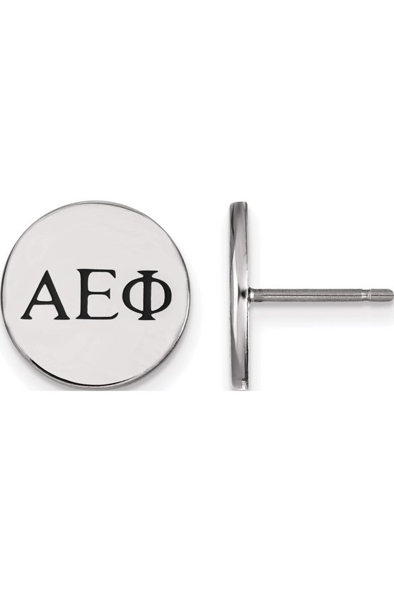 Sterling Silver S. Rh-Plated Logoart Alpha Epsilon Phi Enameled Post Earrings (12 X 12) Made In United States ss033aep