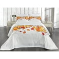 thumbnail image 2 of Ambesonne Fall Quilted Coverlet 3 Pcs, Cartoon Maple Autumn Tree, Queen Size, Orange White, 2 of 4