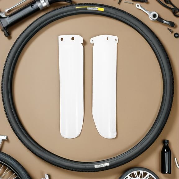 Mobestech 2Pcs White Motorcycle Front Fork Guard Protectors with Shock Absorber Cover for Off-Road