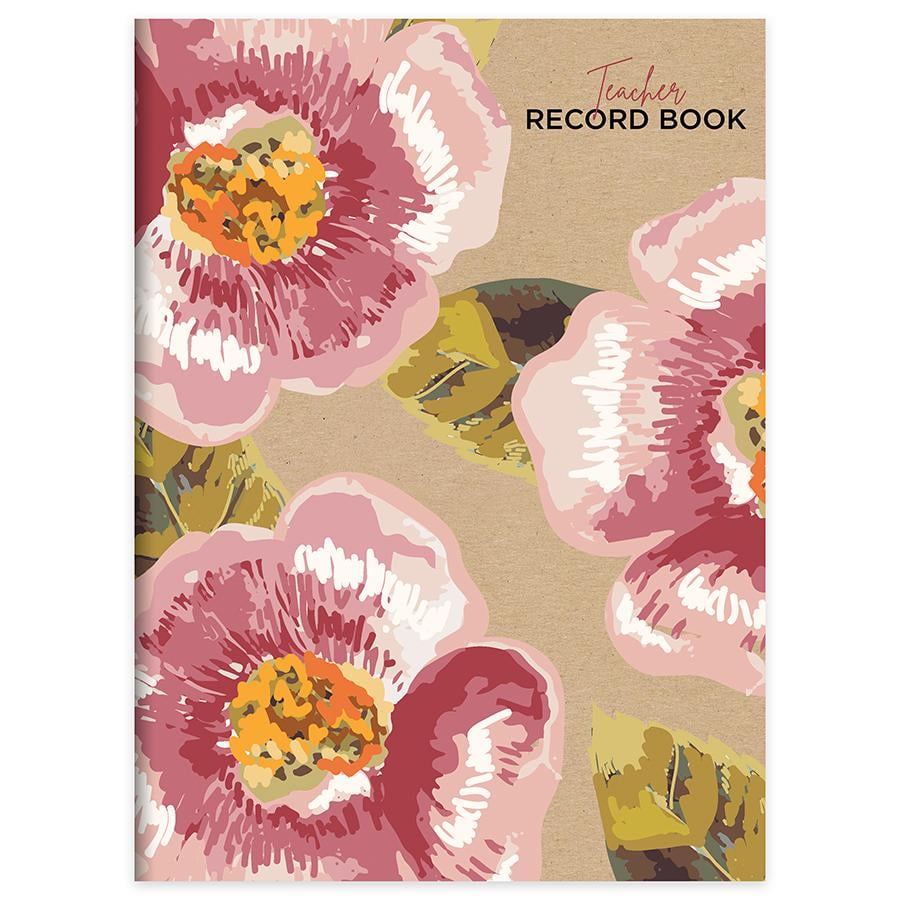 Floral Kraft Botanical Design Teacher Record Grade Book / Classroom Attendance Planner