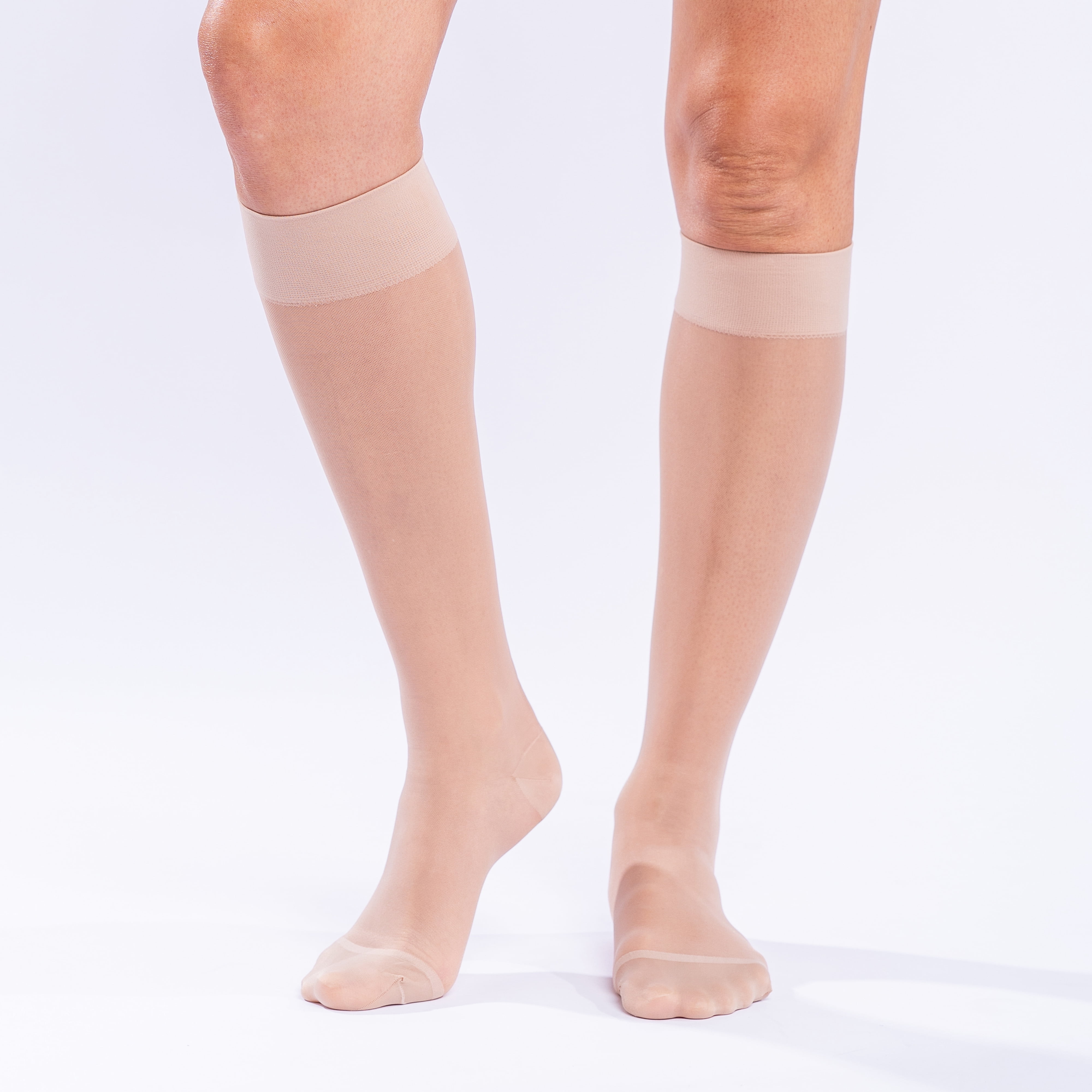 (4 pack) Neo G Sheer Compression Socks 15 - 20mmHg Comfort Knee Highs X Large - Tan