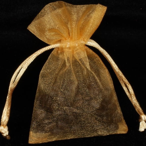 Club Pack of 144 Gold Solid Organza Gift Bags 3" x 4"
