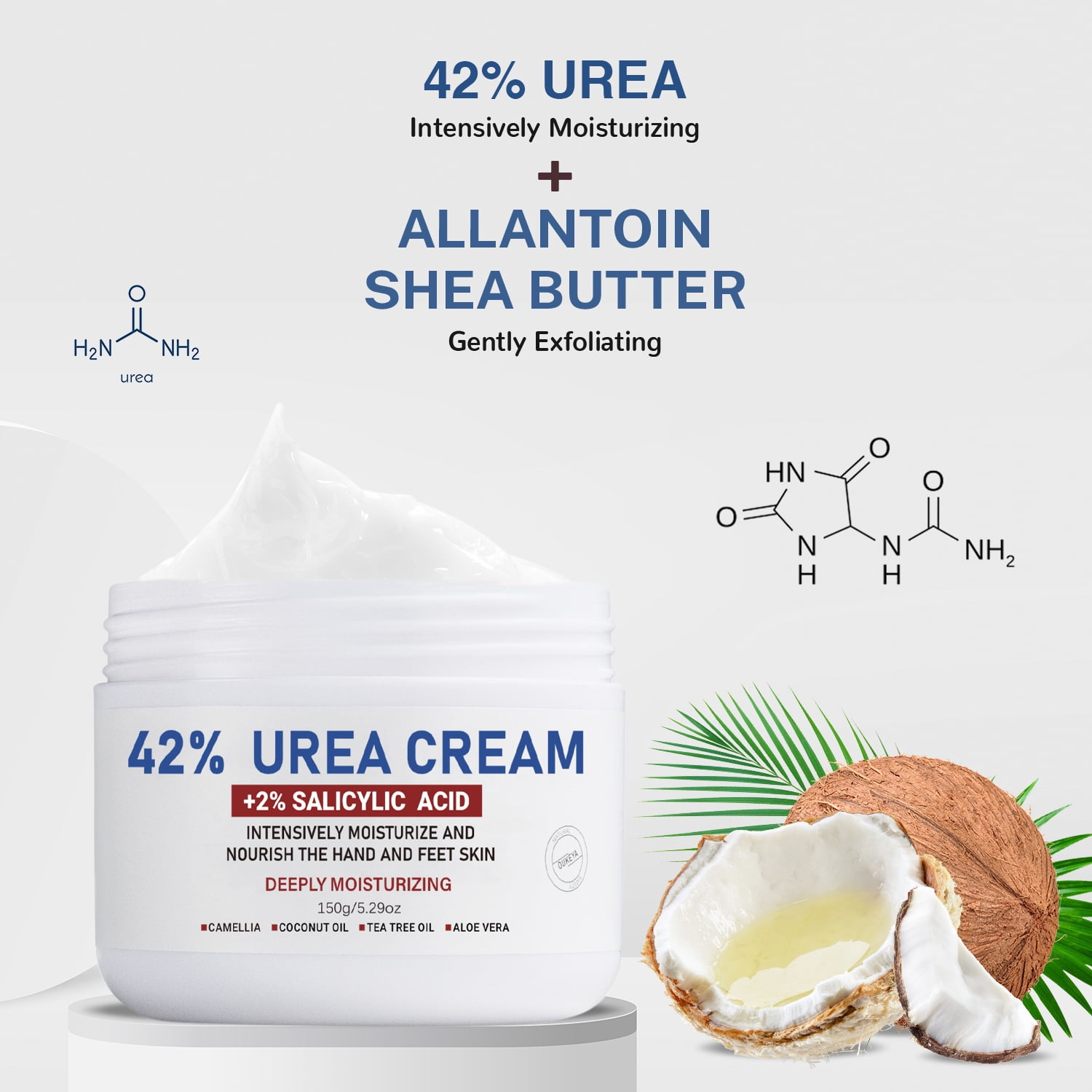 OUKEYA Urea & Salicylic Acid Cream For Dry & Cracked Skin Care, 42% Urea + 2% Salicylic Acid, 5.29 oz 4 Pack