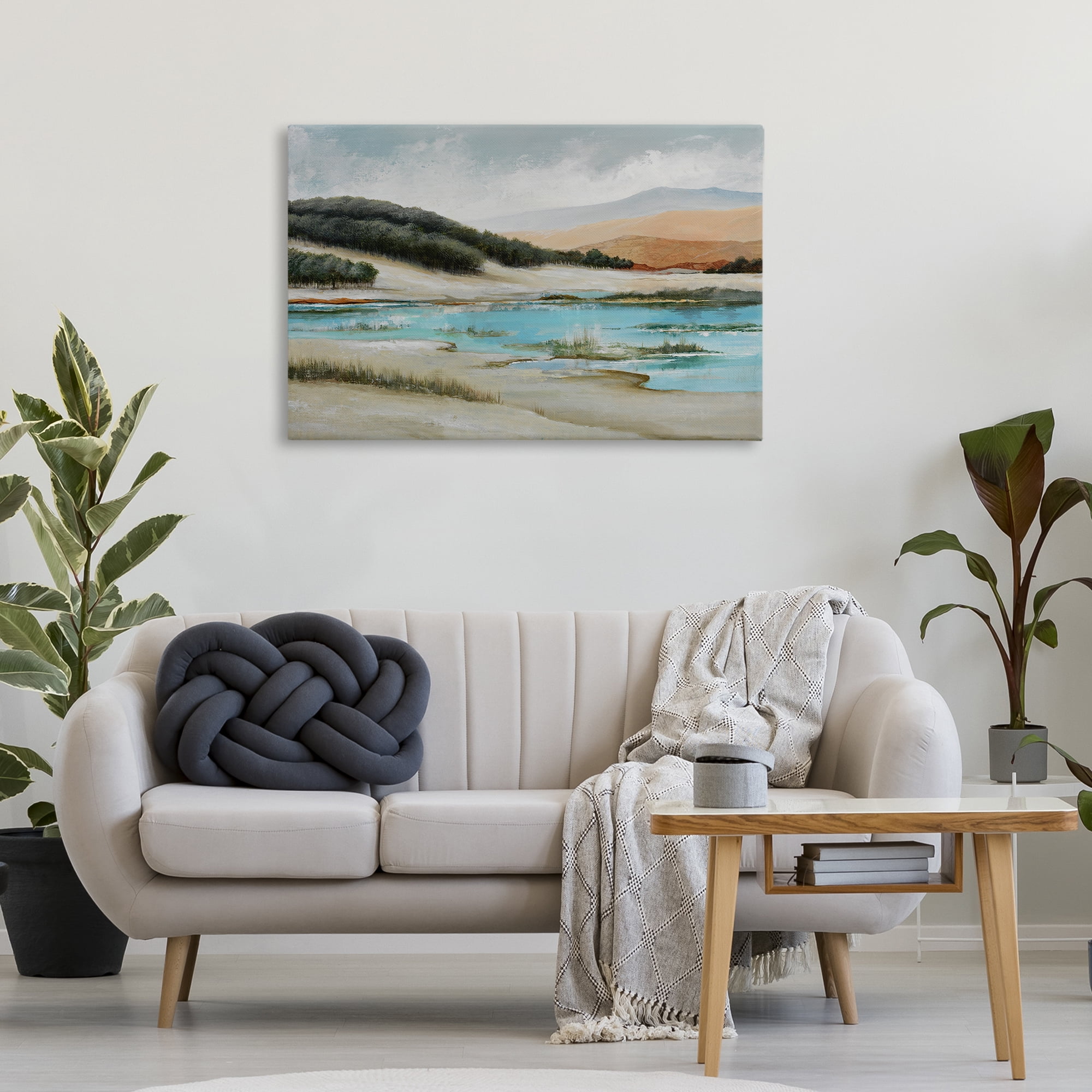 Stupell Industries River's Edge Landscape Landscape & Nature Painting Wrapped Canvas Art Print Wall Art, 36 x 24