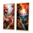 thumbnail image 3 of Designart "Road Legends Coral Pickup Truck Adventure I" Pickup Truck Framed Wall Art Set Of 2 - Coral Transportation Framed Canvas Set For Living Room Decor, 3 of 6