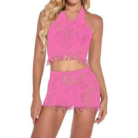 Sexy Fringe Wrap Skirt Hanging Neck Hollow Female Two Piece Sexy Underwear Sexy for Women Fuzzy Robe 2xl Women s Lingerie Womens plus Lingerie plus Size Pin up Lingerie for Women Women s Pajamas Sexy