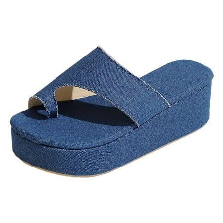 

PEASKJP Ladies Sandals Wide Width Women s Flat Sandals Summer Beach Sandal T-Strap Rhinestone Beaded Bohemia Shoes (Blue 8)