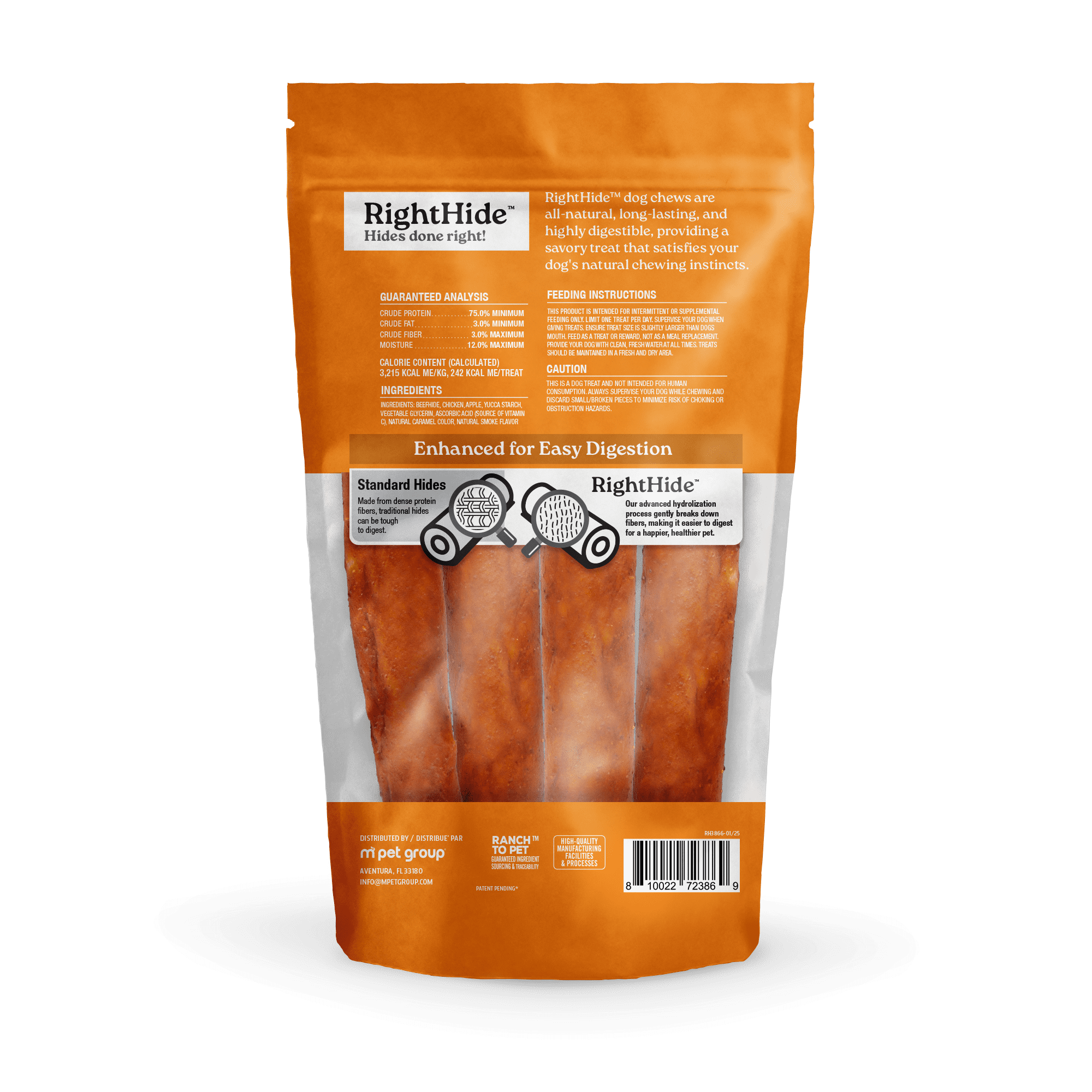 (8 pack) RightHide Large Rolls,Chicken & Apple, 4PC