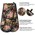 thumbnail image 4 of Dailycode Double Sided Oven Mitt with Loop Heat Resistant Kitchen Long Potholders 7" x 35" Rococo Red Pink Yellow Rose, 4 of 6