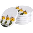 thumbnail image 1 of POGLIP Sunflower and Daisy in Vase Set of 4 Car Coaster for Drinks, Absorbent Ceramic Stone Coasters Cup Mat with Cork Base for Home Kitchen Room Coffee Table Bar Decor, 1 of 5