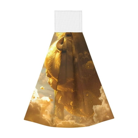 

Easygdp Golden Pig Cloud Fantasy Kitchen Hand Towels Hanging Tie Towels Fast Drying Dish Cloth with Loop for Bathroom Restroom Home Decor