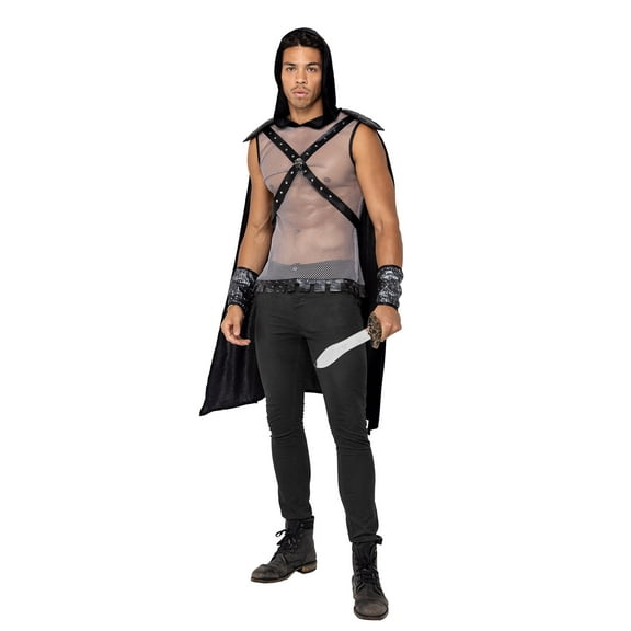 Roma Costume 6166 - 3PC Mens Dark Realm Warrior, Black/Grey, Large