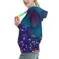 thumbnail image 2 of Honeii Purple and Green Glitter Pattern Womens Oversized Hoodies Long Sleeve Sweatshirts Pullover Fall Outfits with Pocket-Small, 2 of 7