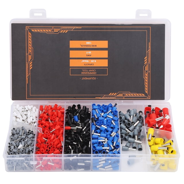 Kit de Borne de Broche de Sertissage, 1200pcs Ferrules de Fil Kit de Borne de Sertissage à Froid Terminal Pressée Performance Haut de Gamme