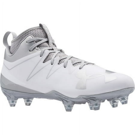 Under Armour Men's Nitro Mid MC Football Cleat, White/Silver, 9 D(M) US