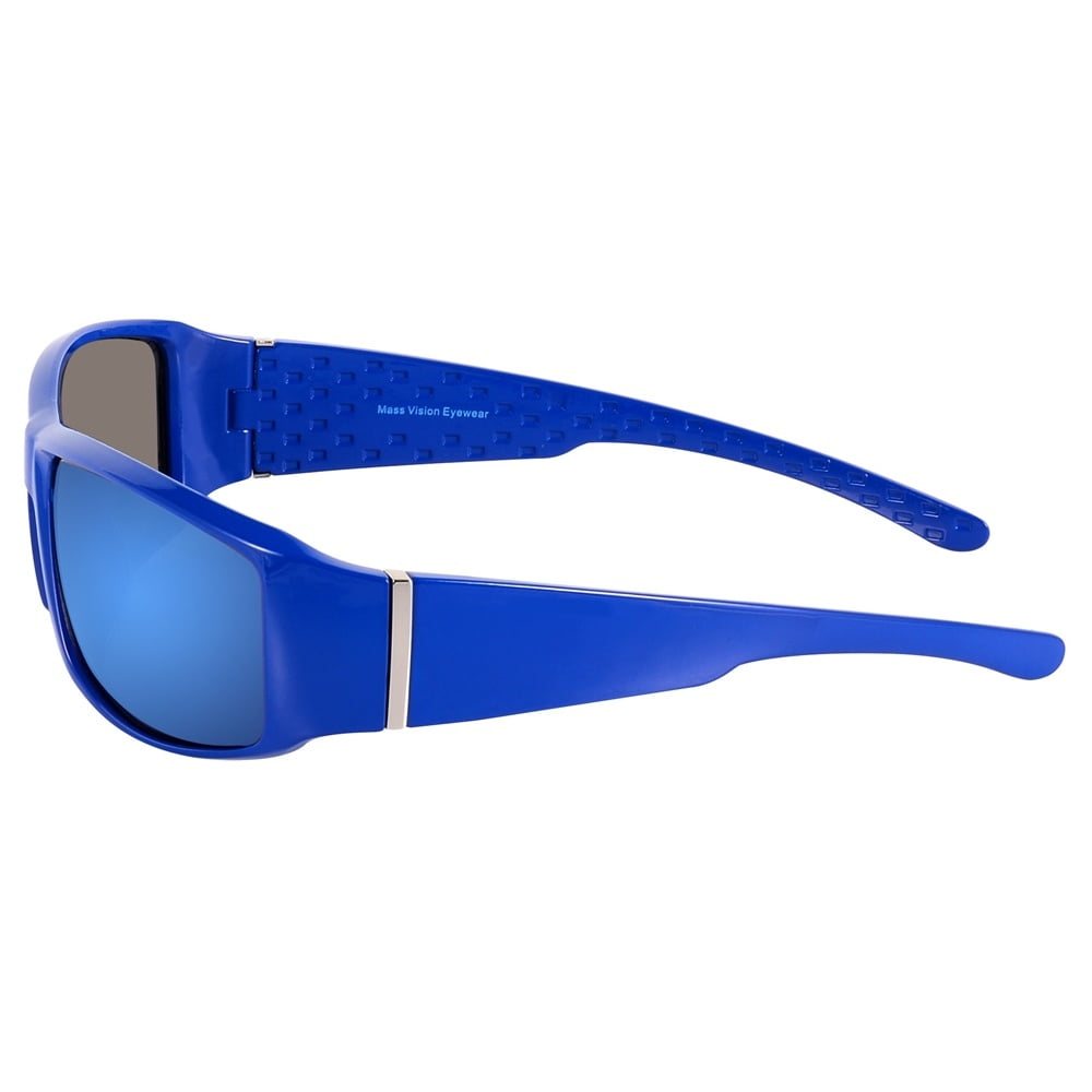 "The Diesel" 2 Pair of Extra Large Polarized Sunglasses for Men with Wide Heads - Blue/Blue