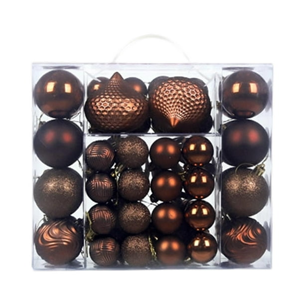48 bolas navideñas para árbol de Navidad, decoración para fiestas, adornos navideños café