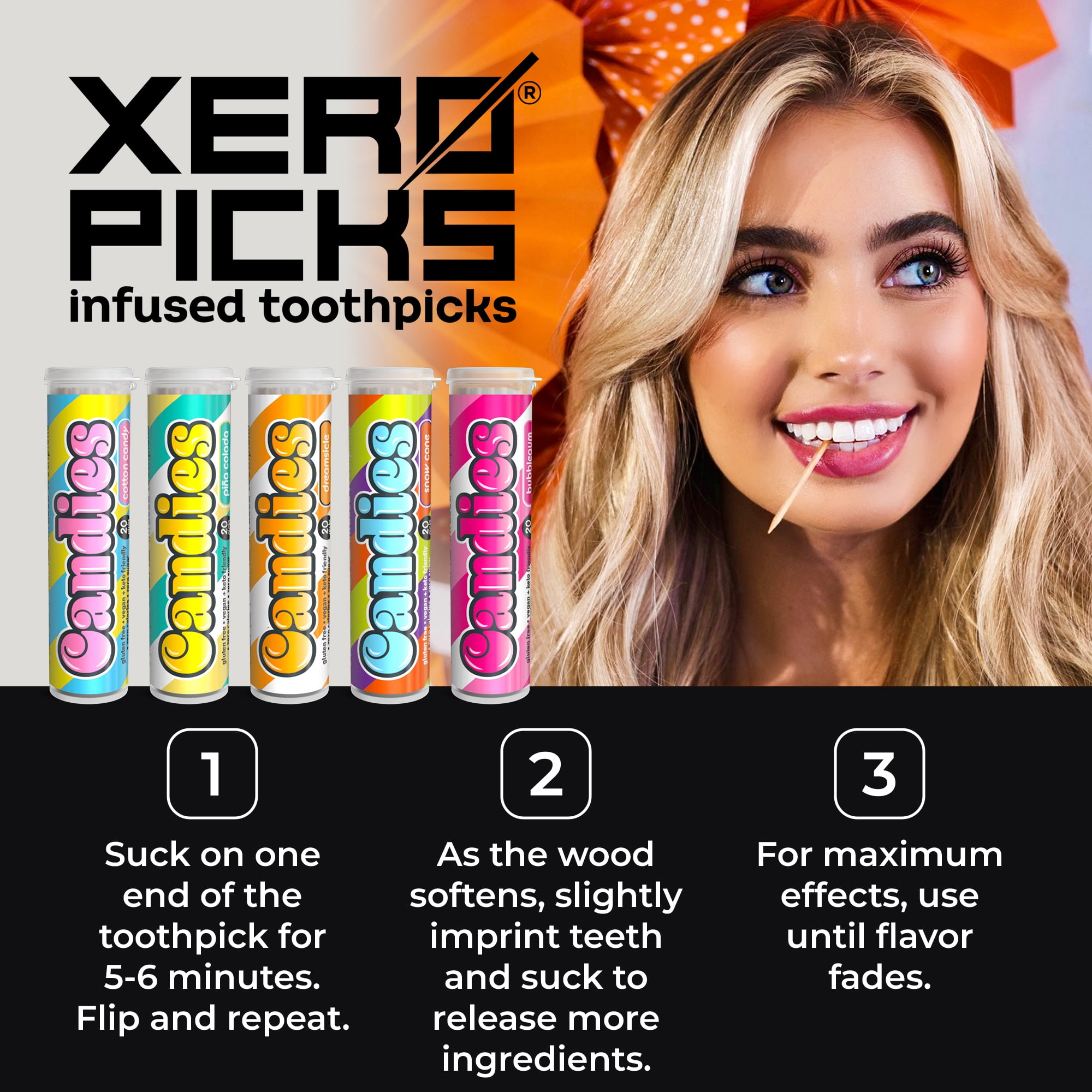 Xero Picks Candies - Variety - Infused Flavored Toothpicks - 100