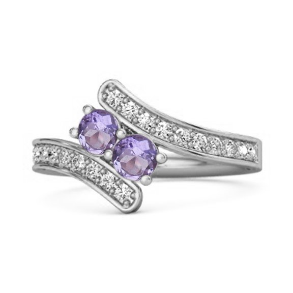 Mooneye 0.10 Ctw Amethyst 925 Sterling Silver Split Shank Bypass Valentines Day Gifts Ring