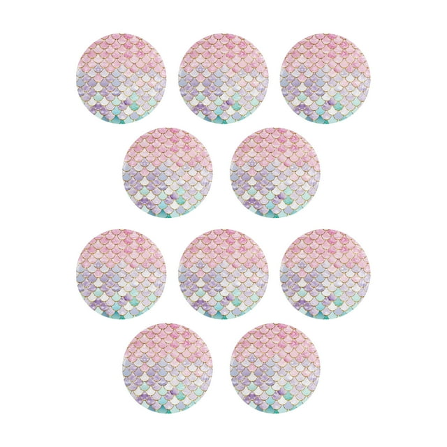 Mermaid Birthday Party Disposable Tableware Set with Scale Pattern Paper Plates Cups and Napkins 10 Pcs Plates 10 Pcs Cups 20 Pcs Napkins