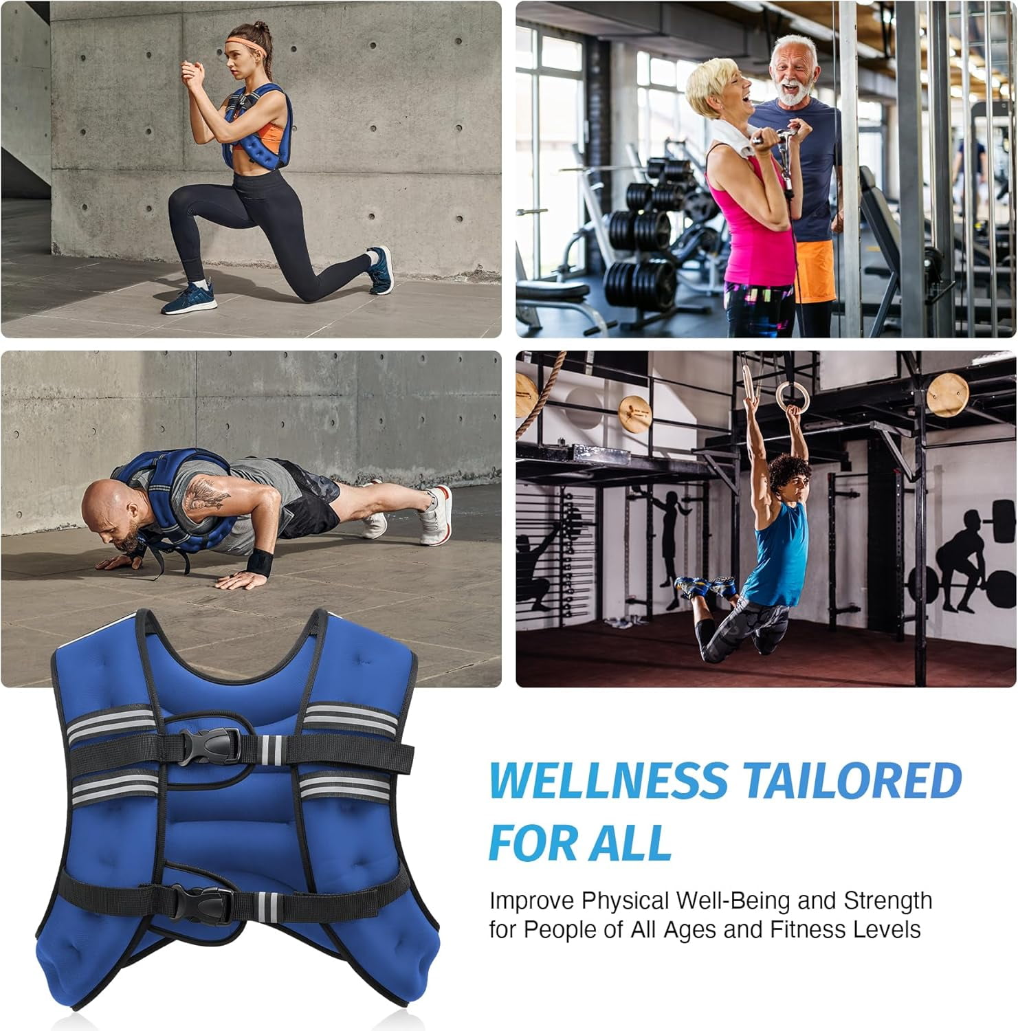 Weighted Vest, 6lb/8lb/12lb/16lb/20lb/25lb/30lb Weight Vest with Reflective Stripe for Workout, Strength Training, Running, Fitness, Muscle Building, Weight Loss, Weightlifting