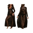 thumbnail image 4 of Qiylii Women Summer Night Dresses, Lace Stitching Sheer V-Neck Long Sleeve Long Dress Lingerie for Girls, Black/White/Blue, 4 of 9