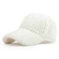 thumbnail image 3 of Penkiiy Winter Women Lamb Wool Baseball Caps for Womens Soft Solid Color Warm Adjustable Cap Hats for Men 3 Years White, 3 of 3