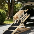 thumbnail image 3 of PERIMIDOME 64'' Adjustable Wooden Pet Ramp,Height from 15.4" to 32.7'',Dog Ramps with Non‑Slip Carpet Surface for Sofa,Bed,Cars, 3 of 7